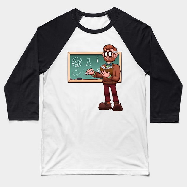 Cartoon Male Teacher Baseball T-Shirt by TheMaskedTooner